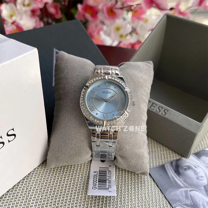 Guess Cosmo Blue Dial Silver-Tone Ladies Watch | GW0033L5